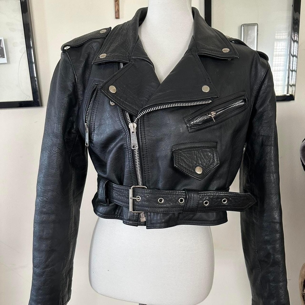 Boston Leather Gold vintage 1980s leather biker jacket